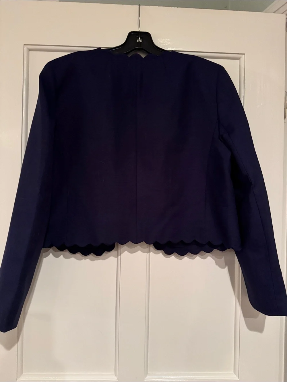 J.Crew Louisa lady jacket with scalloped trim in Gramercy linen blend CS843